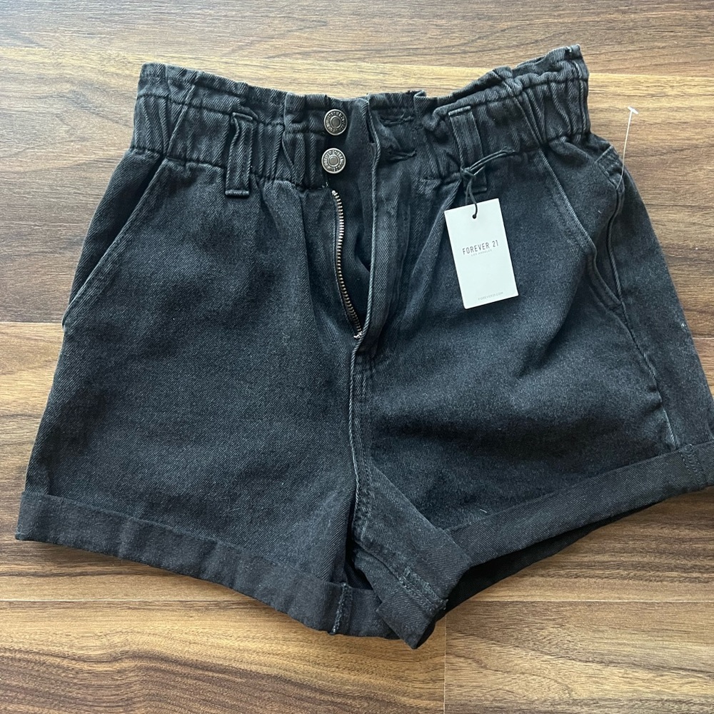 Forever 21 Black Paperbag Jean shorts